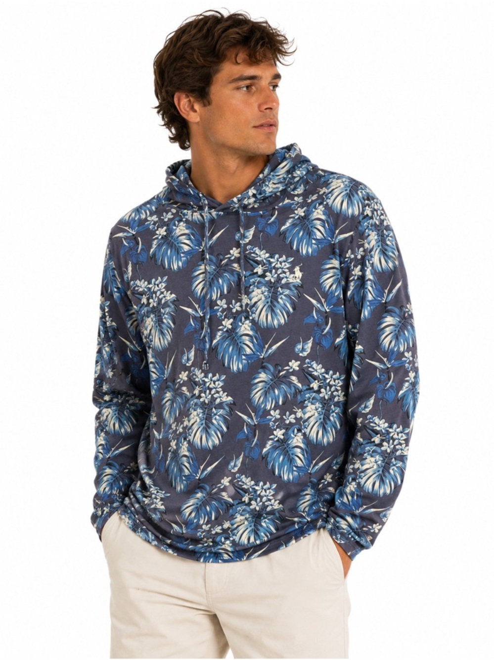 Polo Ralph Lauren Floral Hoodie Blue Tropical Pullover Coastal Resort XL Men
